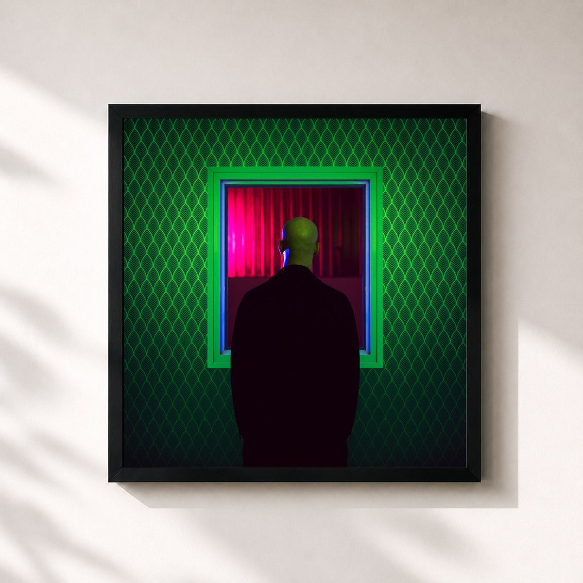 #noir Tableau carré de l'album Nuit de Jazzy Bazz, cadre noir 32x32 cm