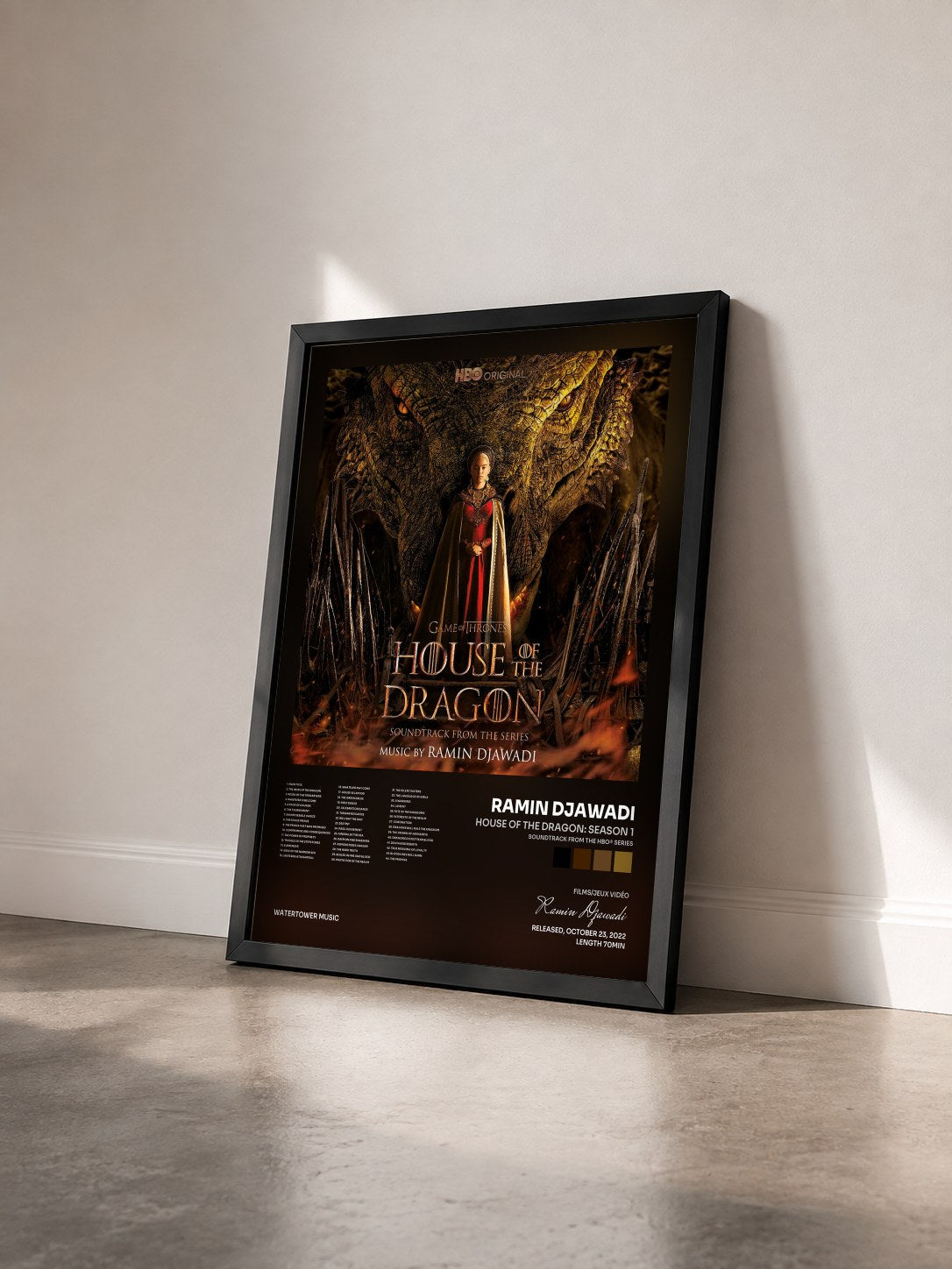 #noir Tableau de l'album House of the Dragon: Season 1 (Soundtrack from the HBO® Series) de Ramin Djawadi vu de trois quarts, cadre noir