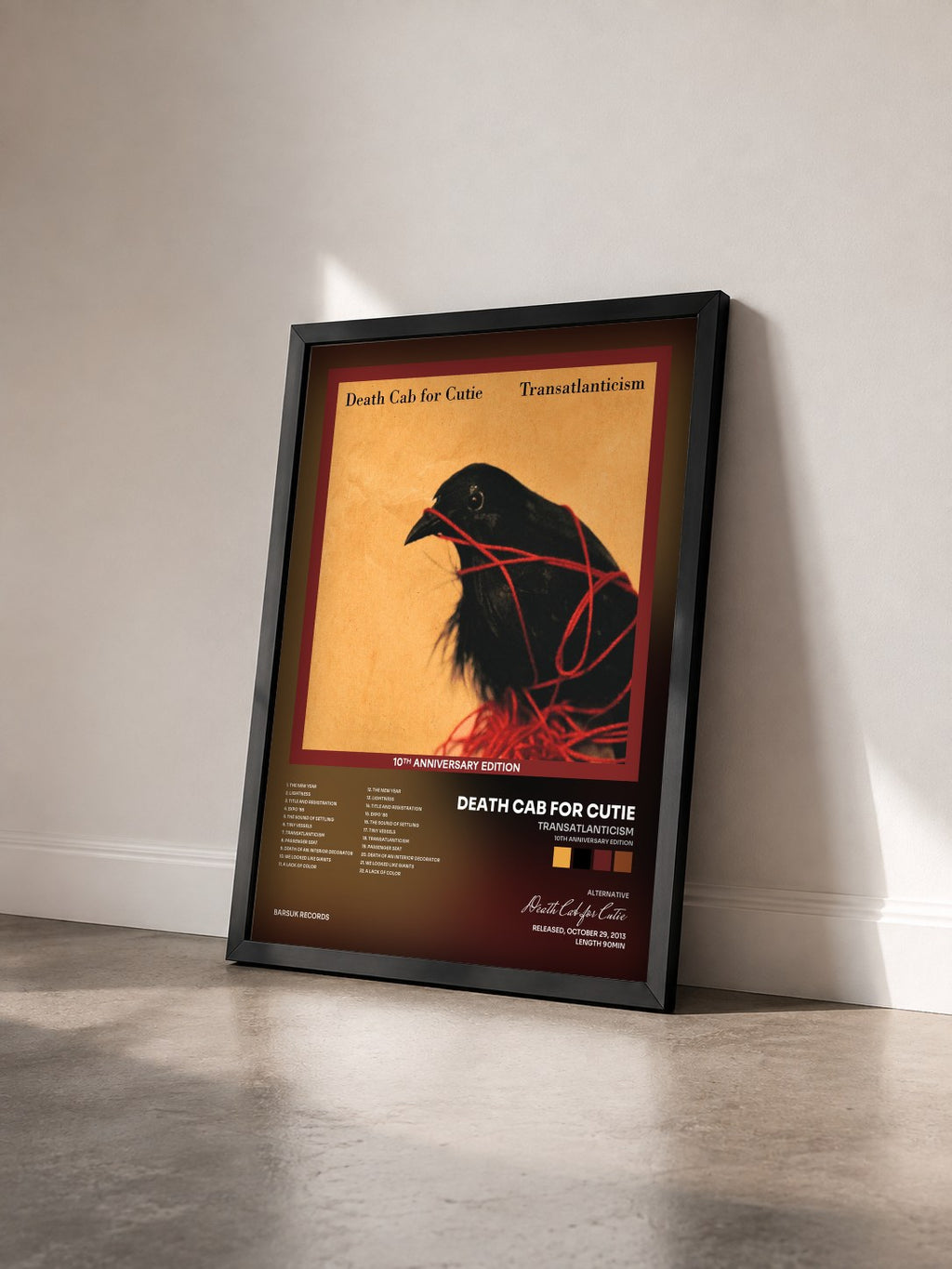 #noir Tableau de l'album Transatlanticism (10th Anniversary Edition) de Death Cab for Cutie vu de trois quarts, cadre noir