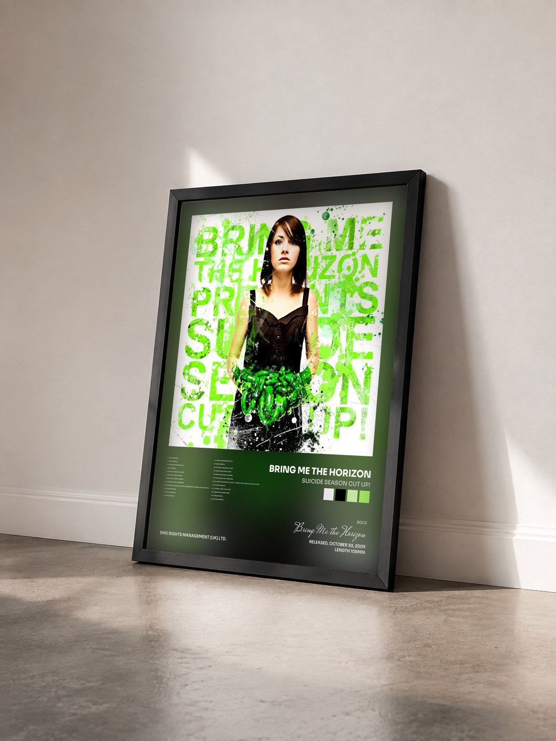 #noir Tableau de l'album Suicide Season Cut Up! de Bring Me the Horizon vu de trois quarts, cadre noir
