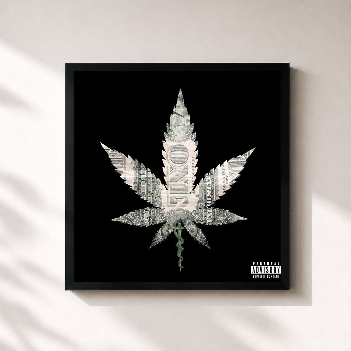 #noir Tableau carré de l'album Roofless Records For Drop Tops: Disc 1 de Wiz Khalifa, cadre noir 32x32 cm
