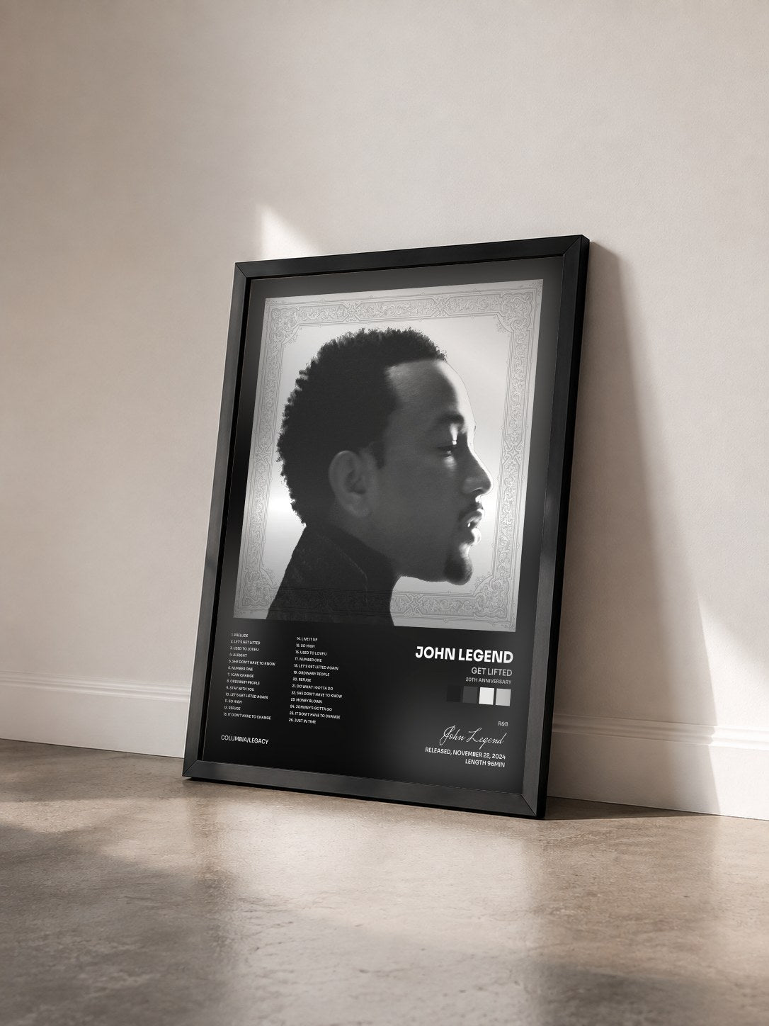 #noir Tableau de l'album Get Lifted (20th Anniversary) de John Legend vu de trois quarts, cadre noir