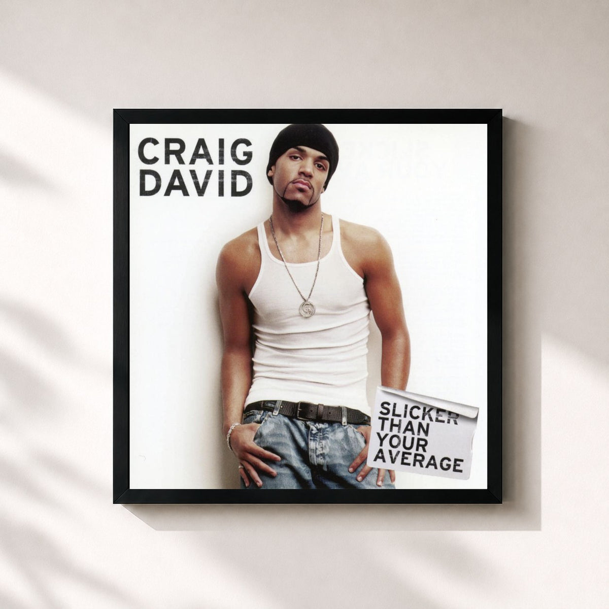 #noir Tableau carré de l'album Slicker than Your Average de Craig David, cadre noir 32x32 cm