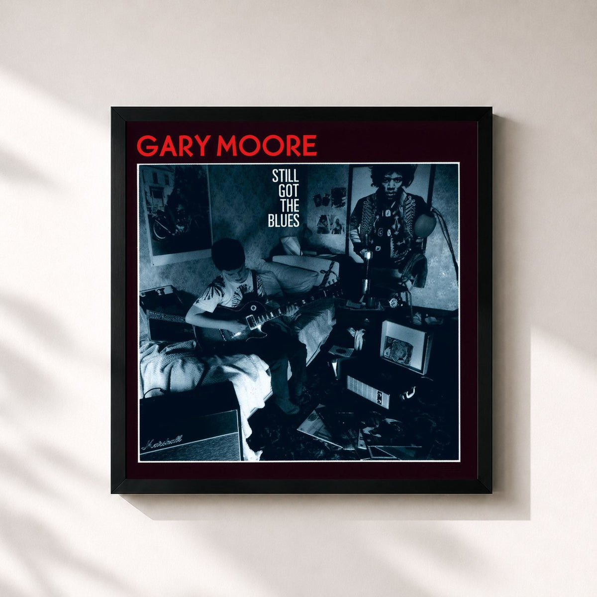#noir Still Got The Blues by Gary Moore as a square framed art print, black 32x32 cm frame