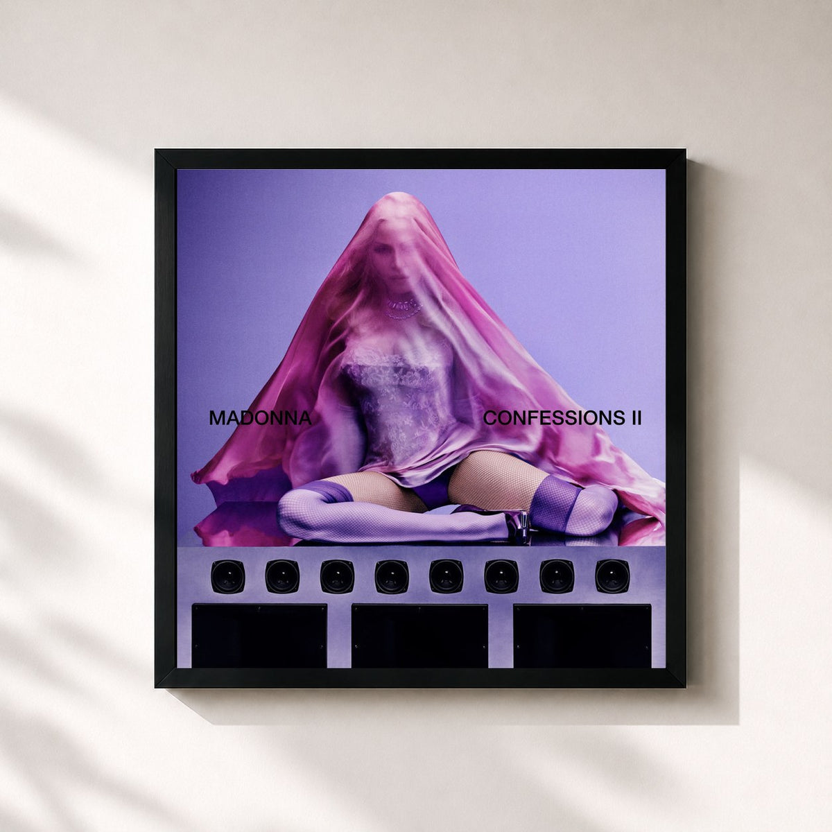 #noir Tableau carré de l'album CONFESSIONS II de Madonna, cadre noir 32x32 cm