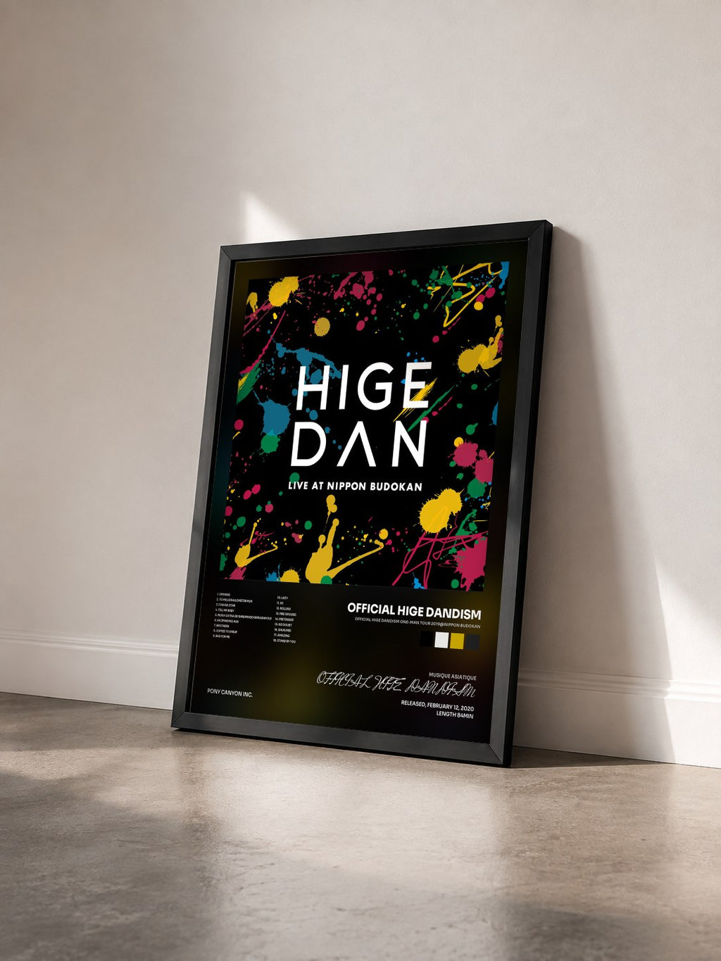 #noir Official HIGE DANdism One-Man Tour 2019@Nippon Budokan di OFFICIAL HIGE DANDISM in stampa incorniciata vista di tre quarti, cornice nera