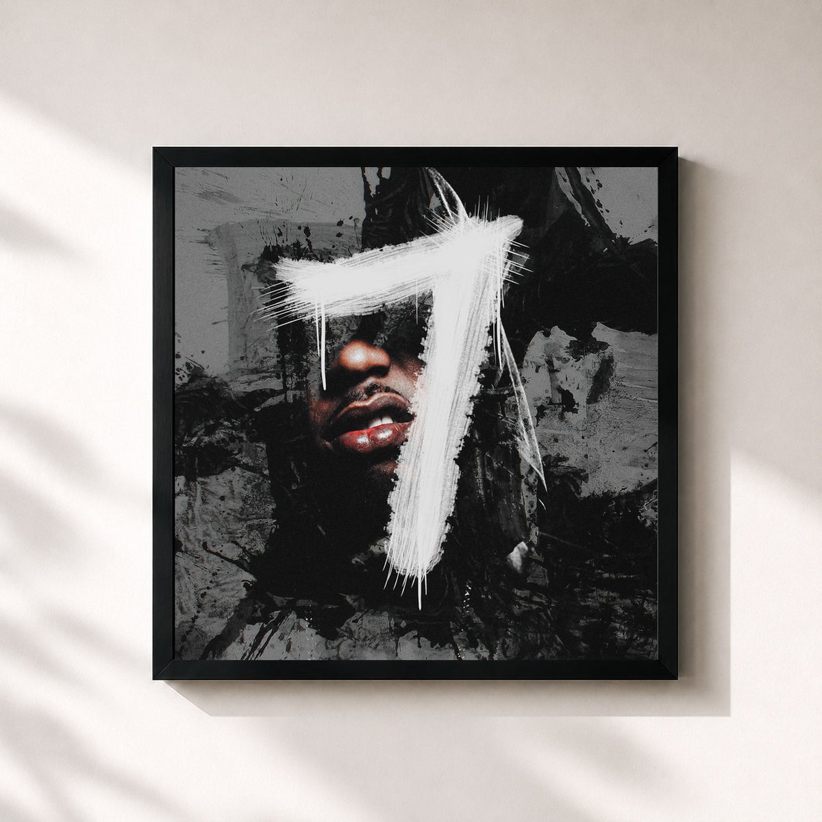 #noir 7 Series de Kid Ink en lámina cuadrada enmarcada, marco negro de 32x32 cm