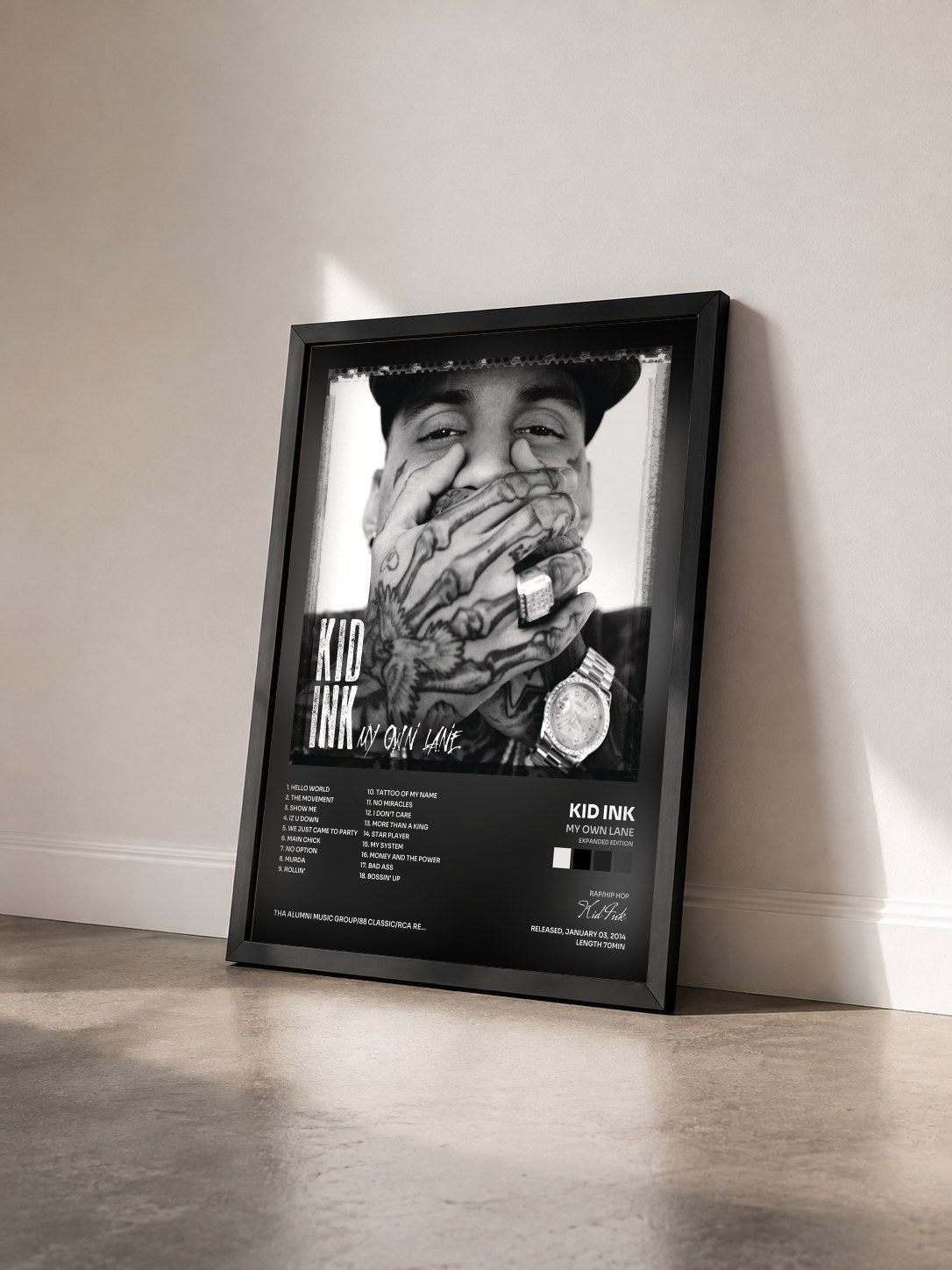 #noir My Own Lane (Expanded Edition) de Kid Ink en lámina enmarcada vista de tres cuartos, marco negro