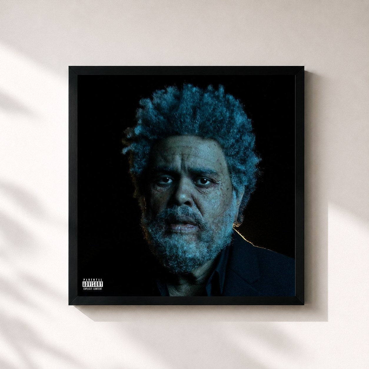 #noir Dawn FM de The Weeknd en lámina cuadrada enmarcada, marco negro de 32x32 cm