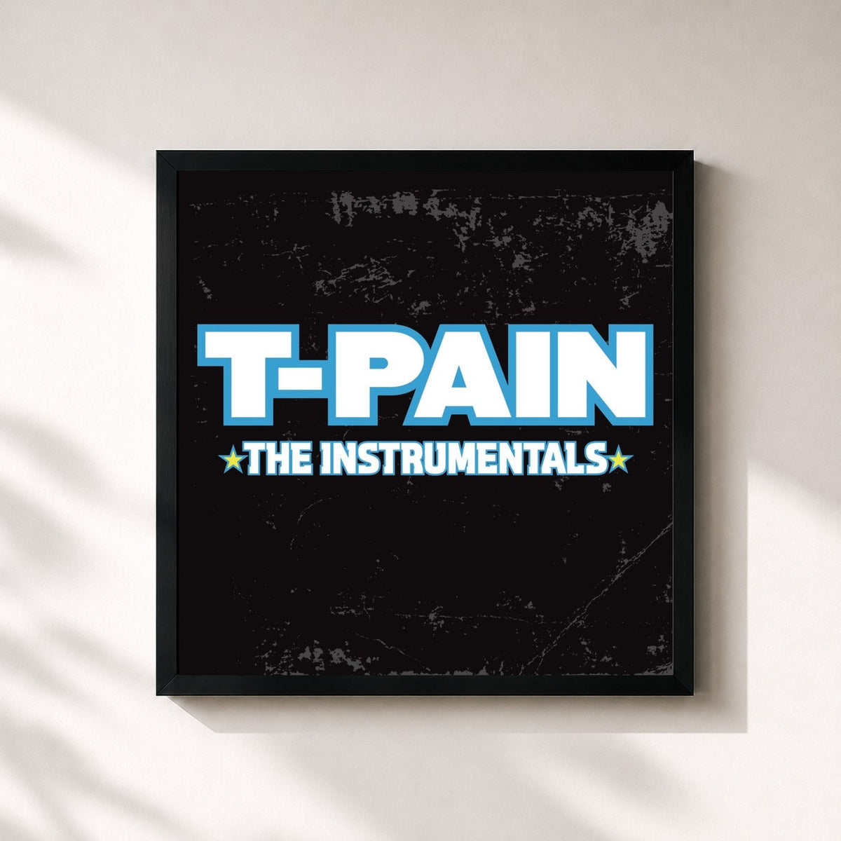 #noir Tableau carré de l'album The Instrumentals de T-Pain, cadre noir 32x32 cm