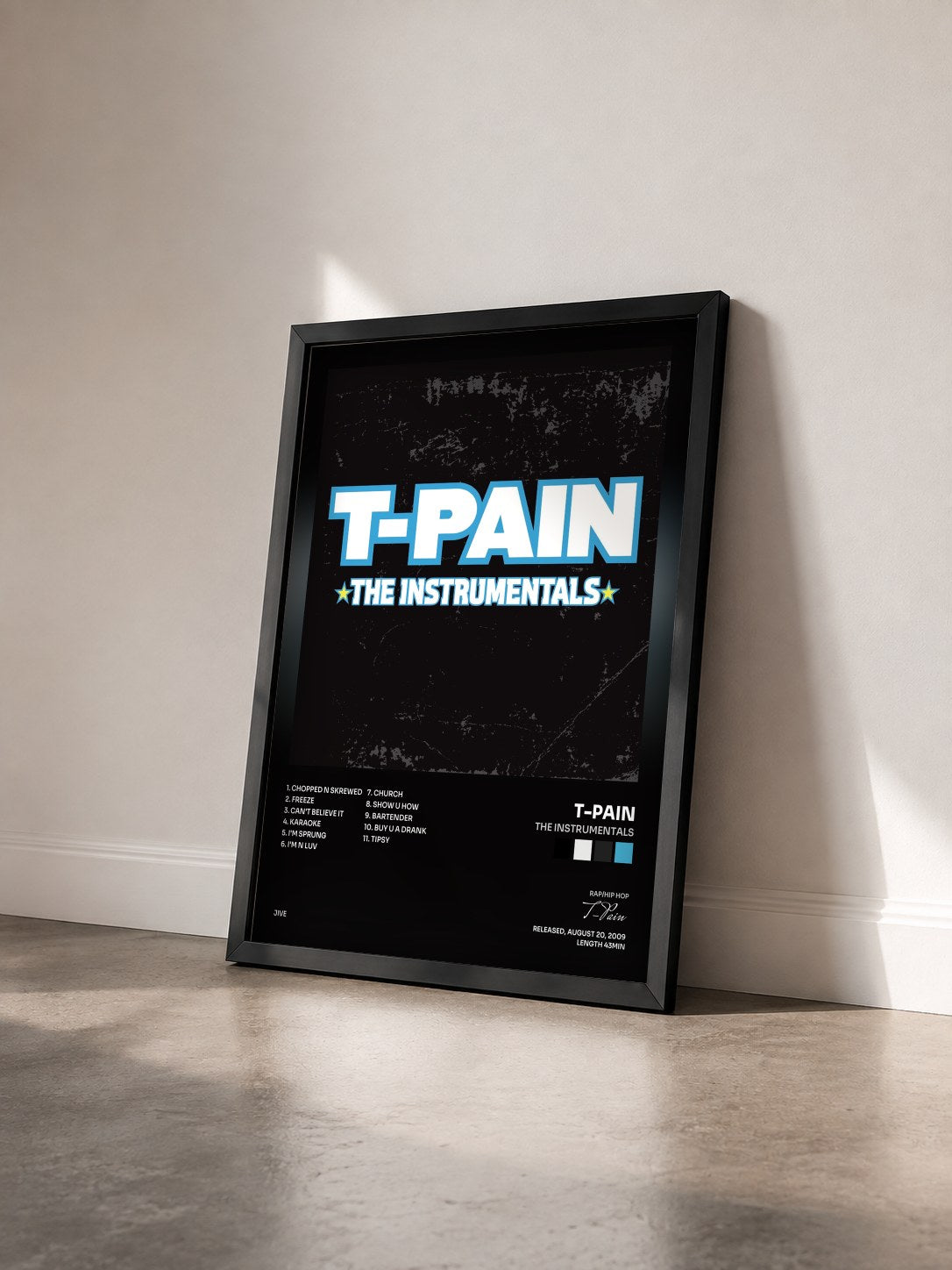 #noir Tableau de l'album The Instrumentals de T-Pain vu de trois quarts, cadre noir