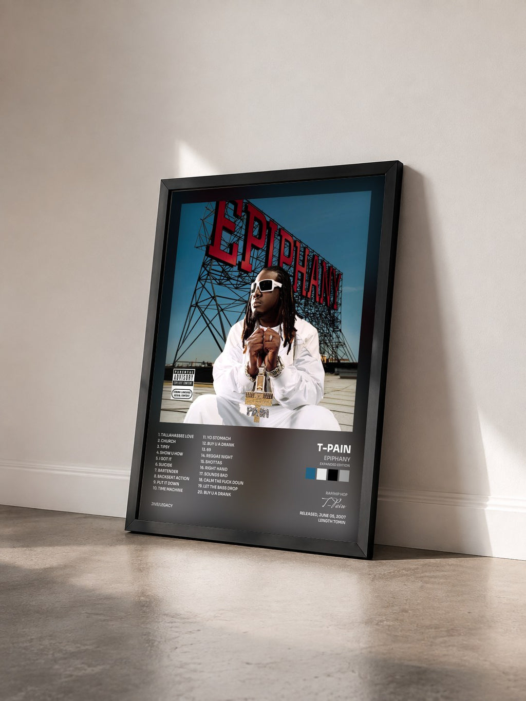 #noir Tableau de l'album Epiphany (Expanded Edition) de T-Pain vu de trois quarts, cadre noir