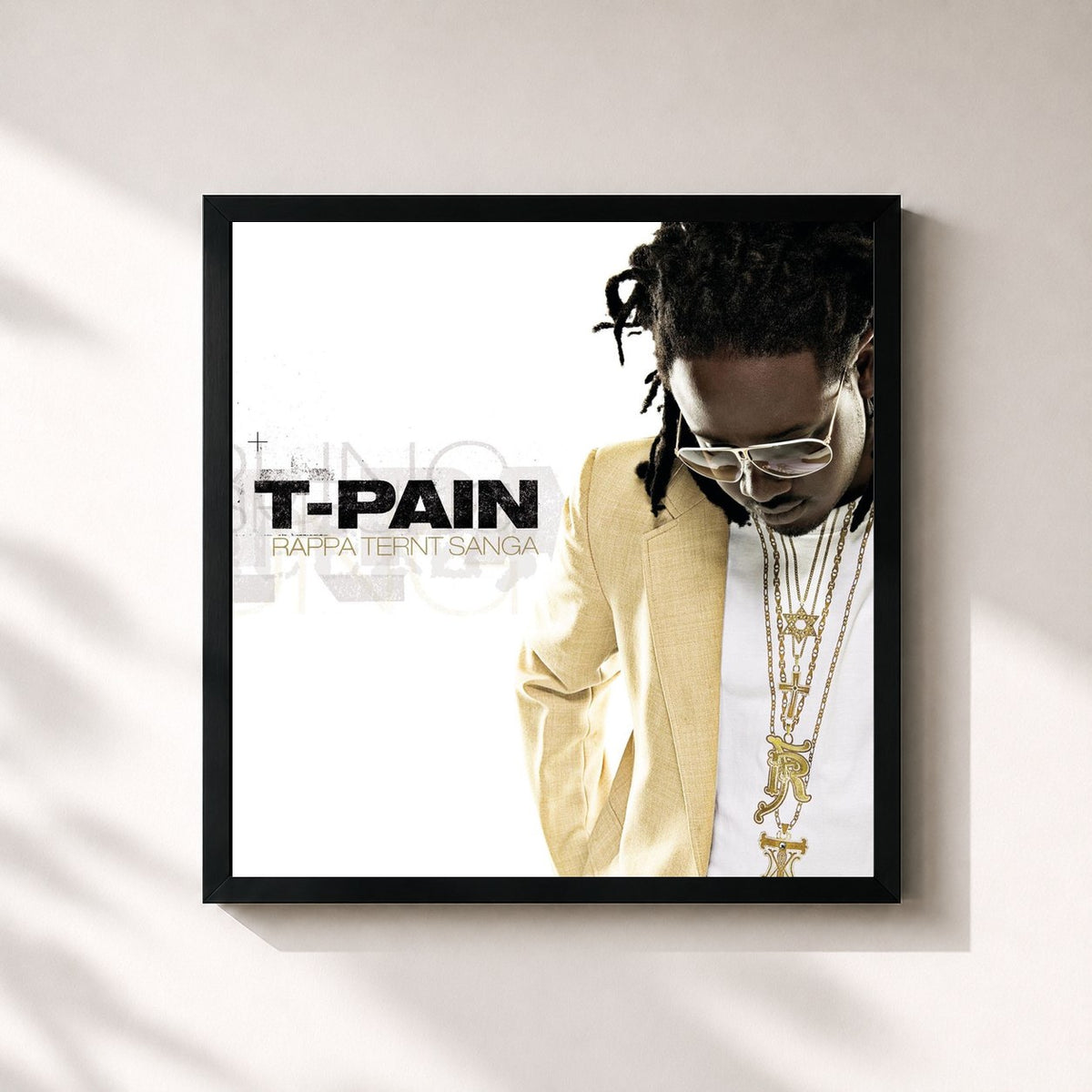 #noir Tableau carré de l'album Rappa Ternt Sanga (Expanded Edition) de T-Pain, cadre noir 32x32 cm