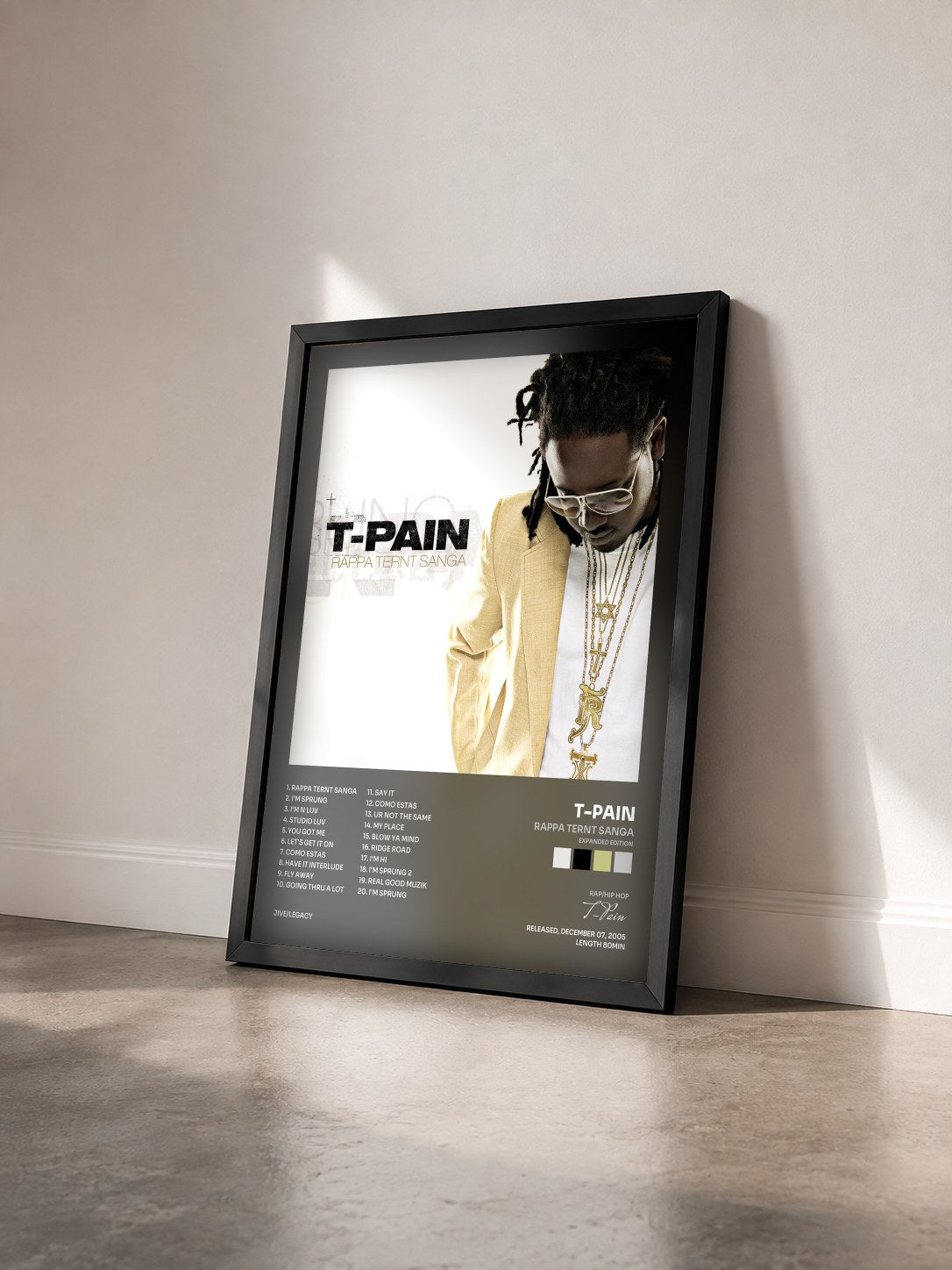 #noir Tableau de l'album Rappa Ternt Sanga (Expanded Edition) de T-Pain vu de trois quarts, cadre noir