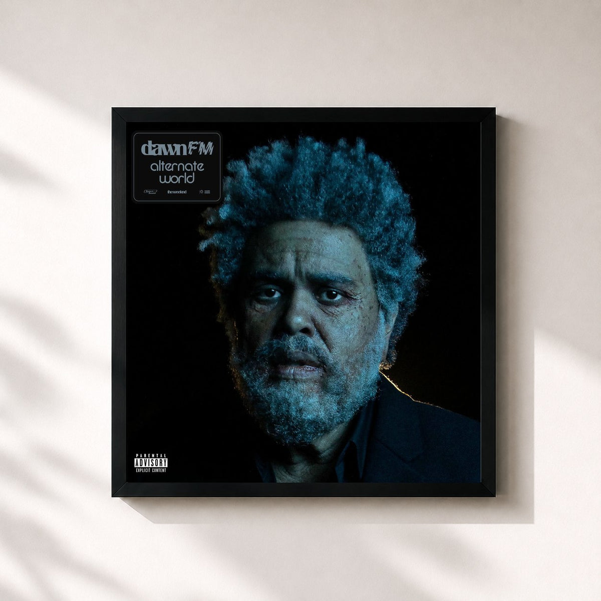 #noir Tableau carré de l'album Dawn FM (Alternate World) de The Weeknd, cadre noir 32x32 cm