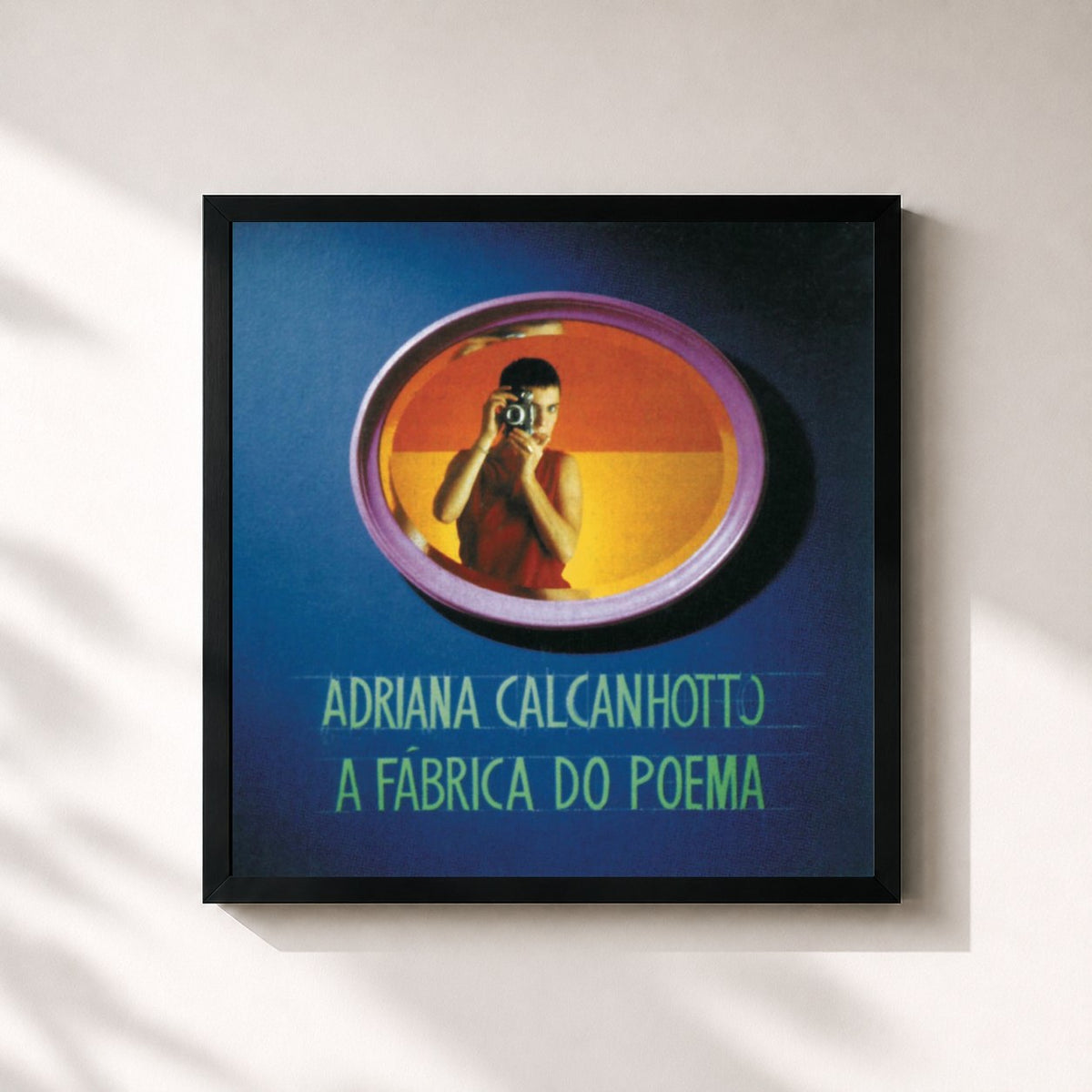 #noir Tableau carré de l'album A Fábrica Do Poema de Adriana Calcanhotto, cadre noir 32x32 cm