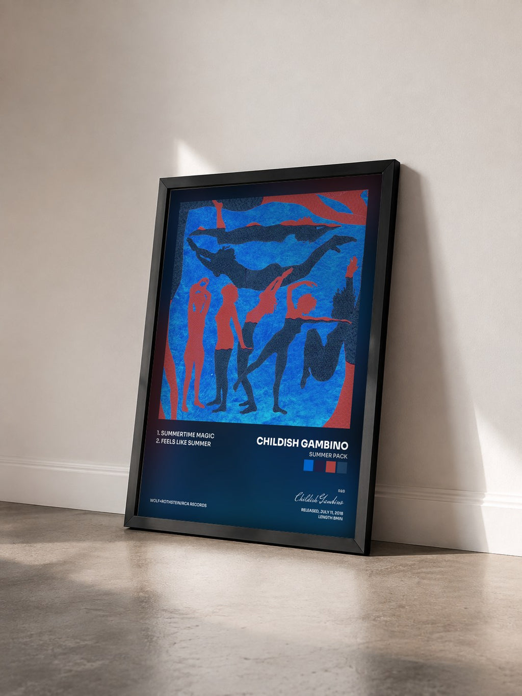 #noir Summer Pack von Childish Gambino als gerahmter Kunstdruck von schräg gesehen, schwarzer Rahmen