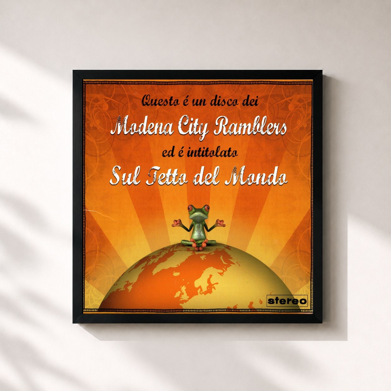 #noir Tableau carré de l'album Sul tetto del mondo de Modena City Ramblers, cadre noir 32x32 cm