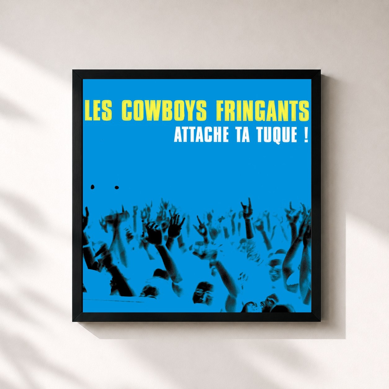 #noir Tableau carré de l'album Attache ta tuque ! de Les Cowboys Fringants, cadre noir 32x32 cm