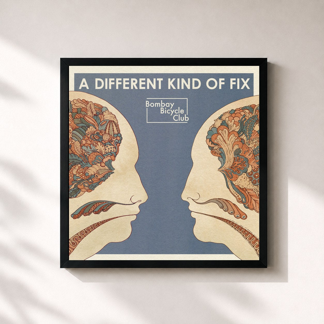 #noir Tableau carré de l'album A Different Kind Of Fix de Bombay Bicycle Club, cadre noir 32x32 cm