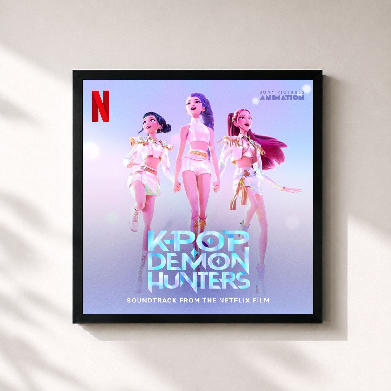 #noir KPop Demon Hunters (Soundtrack from the Netflix Film) by KPop Demon Hunters Cast as a square framed art print, black 32x32 cm frame