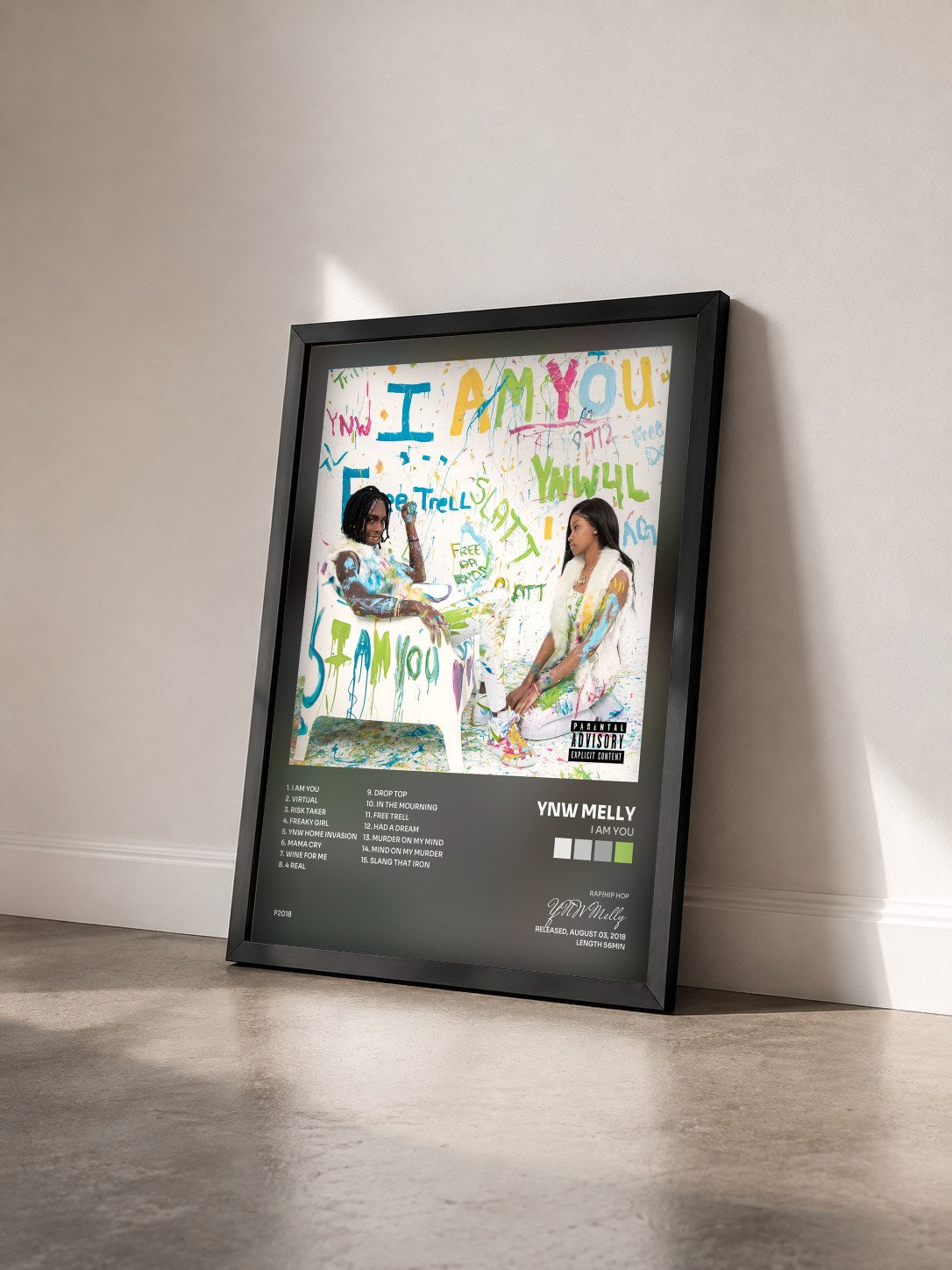 #noir Tableau de l'album I AM YOU de YNW Melly vu de trois quarts, cadre noir