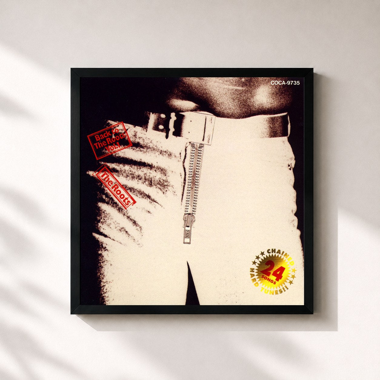 #noir Tableau carré de l'album Back to the Roots Vol. 1 "Dotou No Hard Chain Hen" de The Roots, cadre noir 32x32 cm