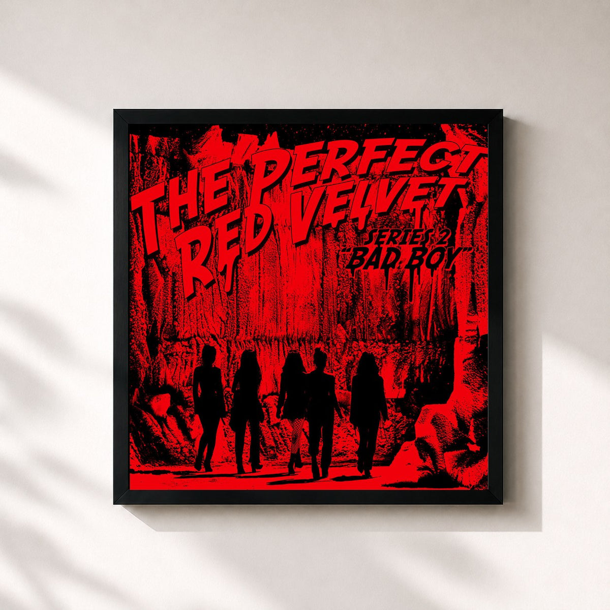 #noir Tableau carré de l'album The Perfect Red Velvet - The 2nd Album Repackage de Red Velvet, cadre noir 32x32 cm