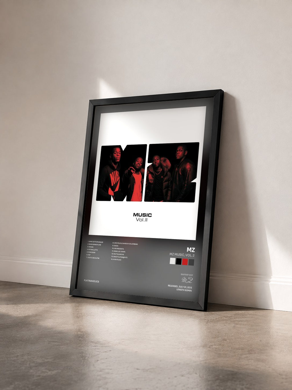#noir MZ Music, Vol. 2 di MZ in stampa incorniciata vista di tre quarti, cornice nera
