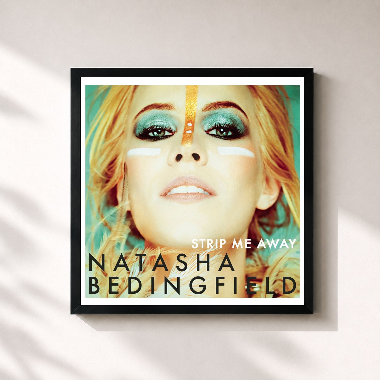 #noir Tableau carré de l'album Strip Me Away de Natasha Bedingfield, cadre noir 32x32 cm