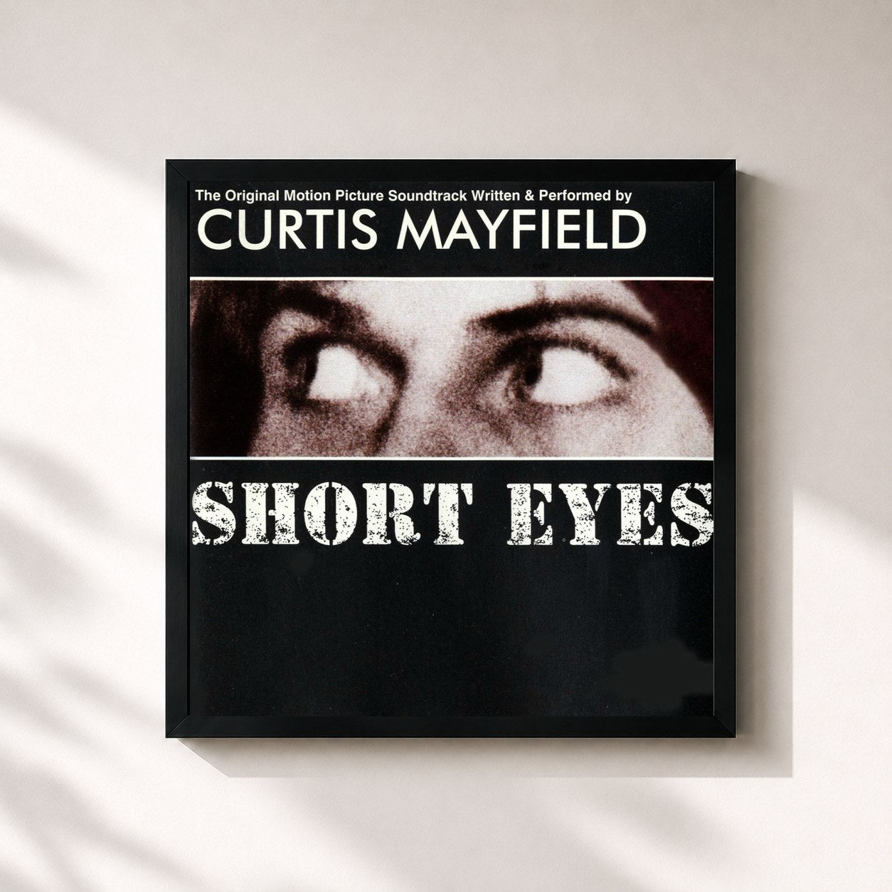 #noir Tableau carré de l'album Short Eyes - Original Motion Picture Soundtrack de Curtis Mayfield, cadre noir 32x32 cm