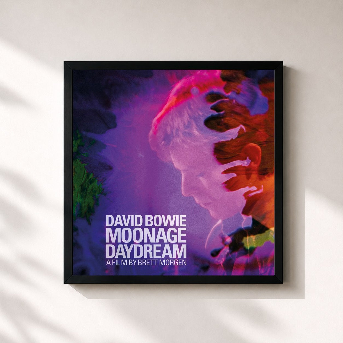 #noir Tableau carré de l'album Moonage Daydream – A Brett Morgen Film de David Bowie, cadre noir 32x32 cm