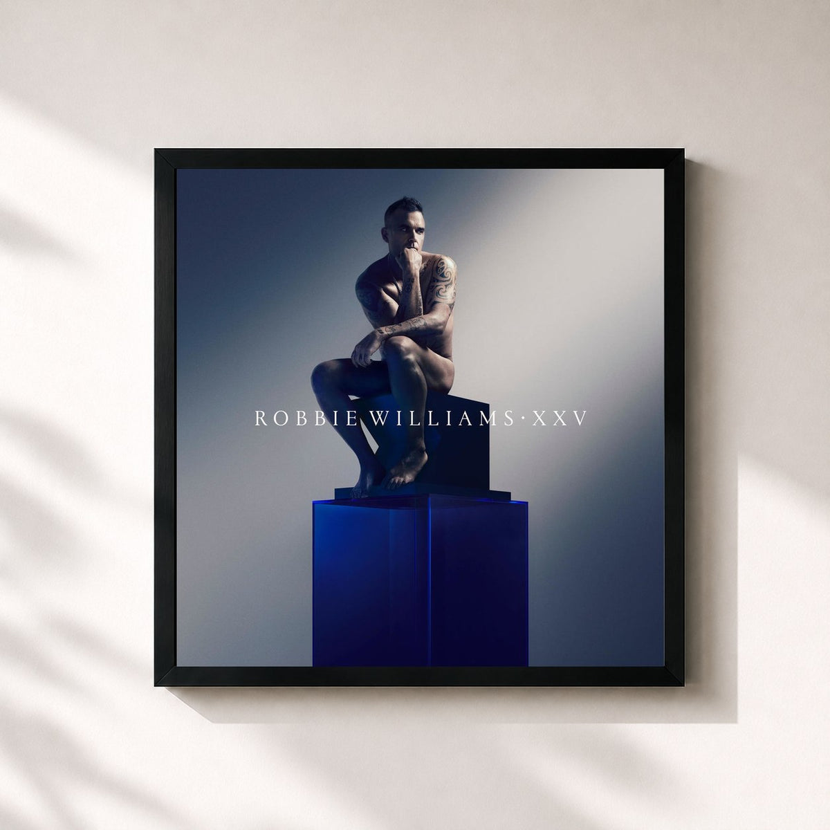 #noir Tableau carré de l'album XXV (Deluxe Edition) de Robbie Williams, cadre noir 32x32 cm