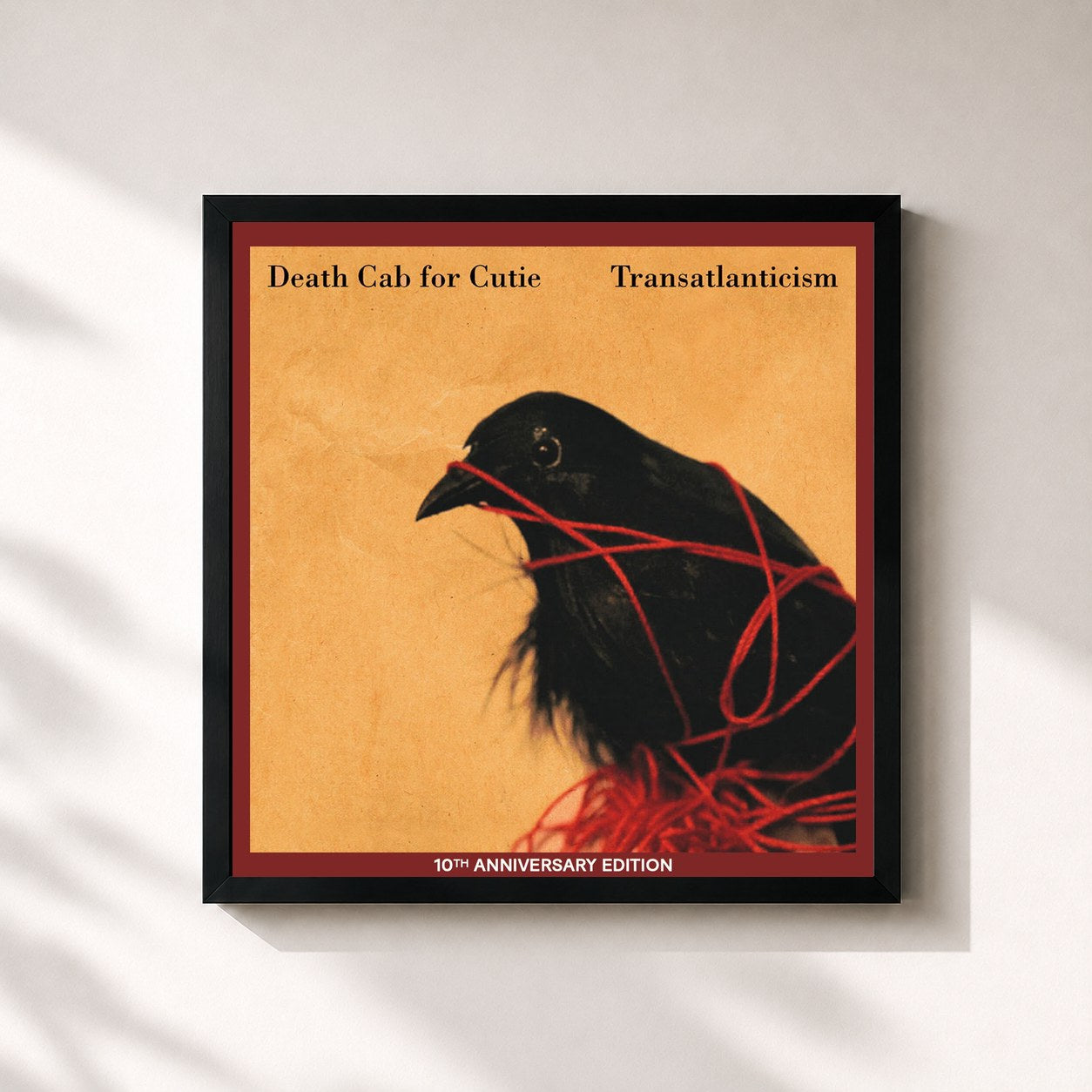 #noir Tableau carré de l'album Transatlanticism (10th Anniversary Edition) de Death Cab for Cutie, cadre noir 32x32 cm