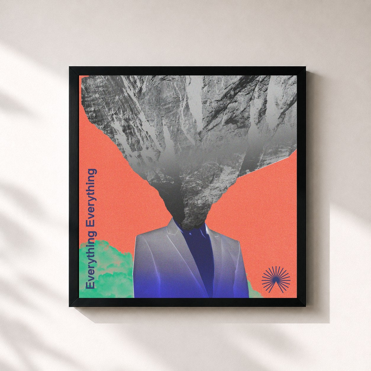 #noir Tableau carré de l'album Mountainhead de Everything Everything, cadre noir 32x32 cm