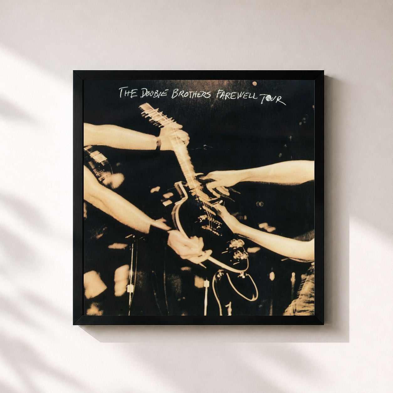 #noir Tableau carré de l'album Farewell Tour de The Doobie Brothers, cadre noir 32x32 cm