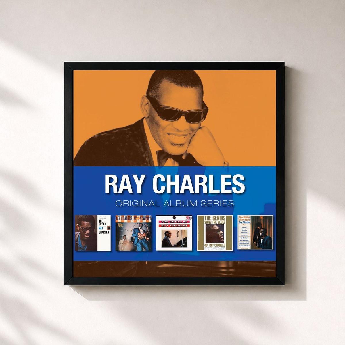 #noir Tableau carré de l'album Original Album Series de Ray Charles, cadre noir 32x32 cm