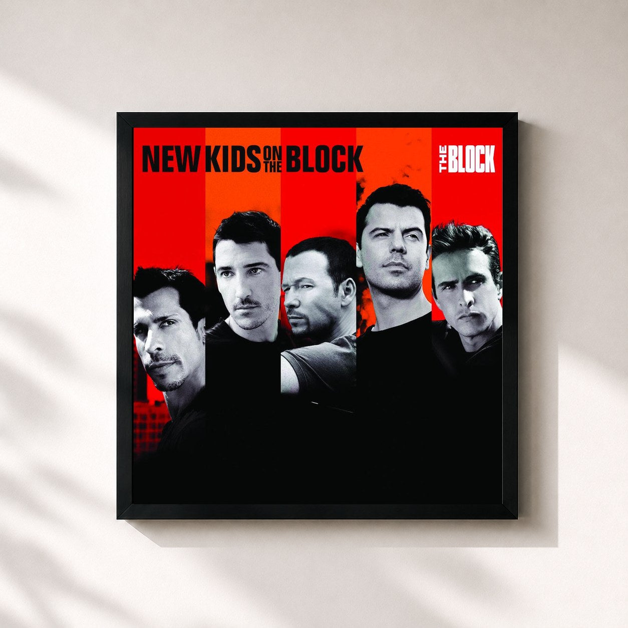 #noir Tableau carré de l'album The Block de New Kids on the Block, cadre noir 32x32 cm