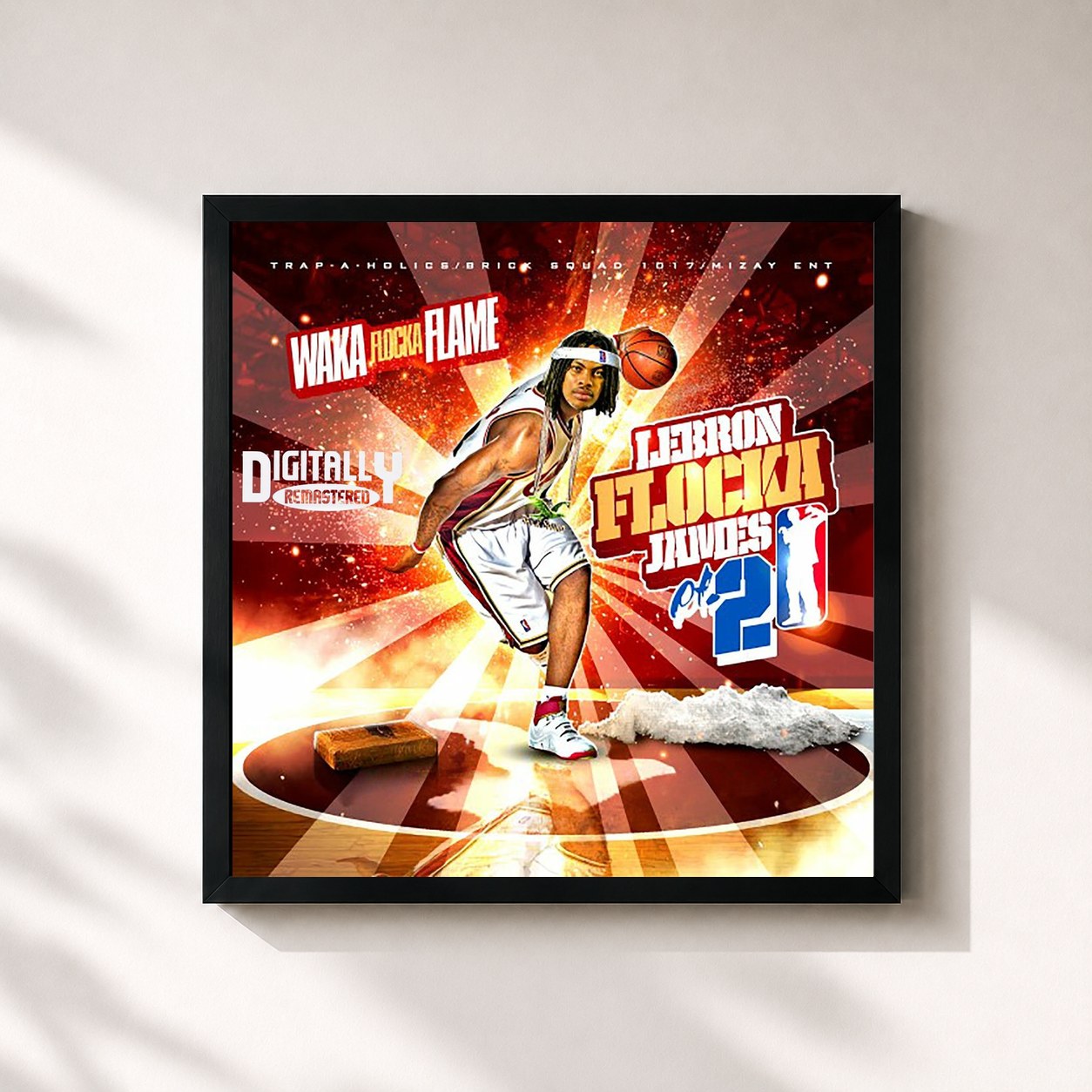 #noir Tableau carré de l'album LeBron Flocka James 2 de Waka Flocka Flame, cadre noir 32x32 cm