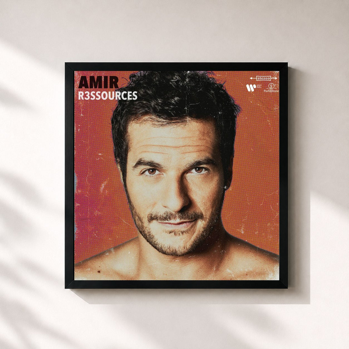 #noir Tableau carré de l'album R3SSOURCES de Amir, cadre noir 32x32 cm
