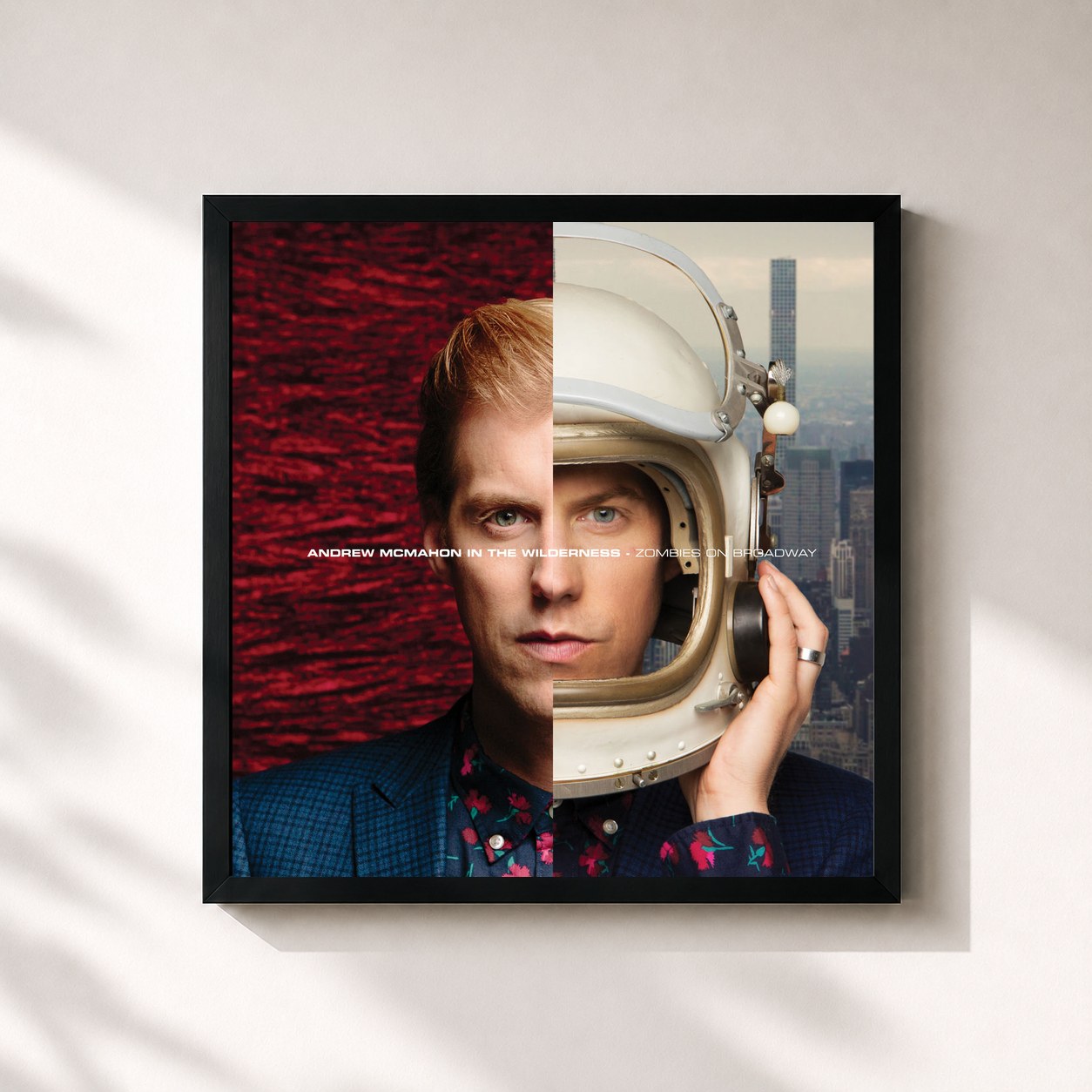 #noir Tableau carré de l'album Zombies On Broadway de Andrew McMahon in the Wilderness, cadre noir 32x32 cm