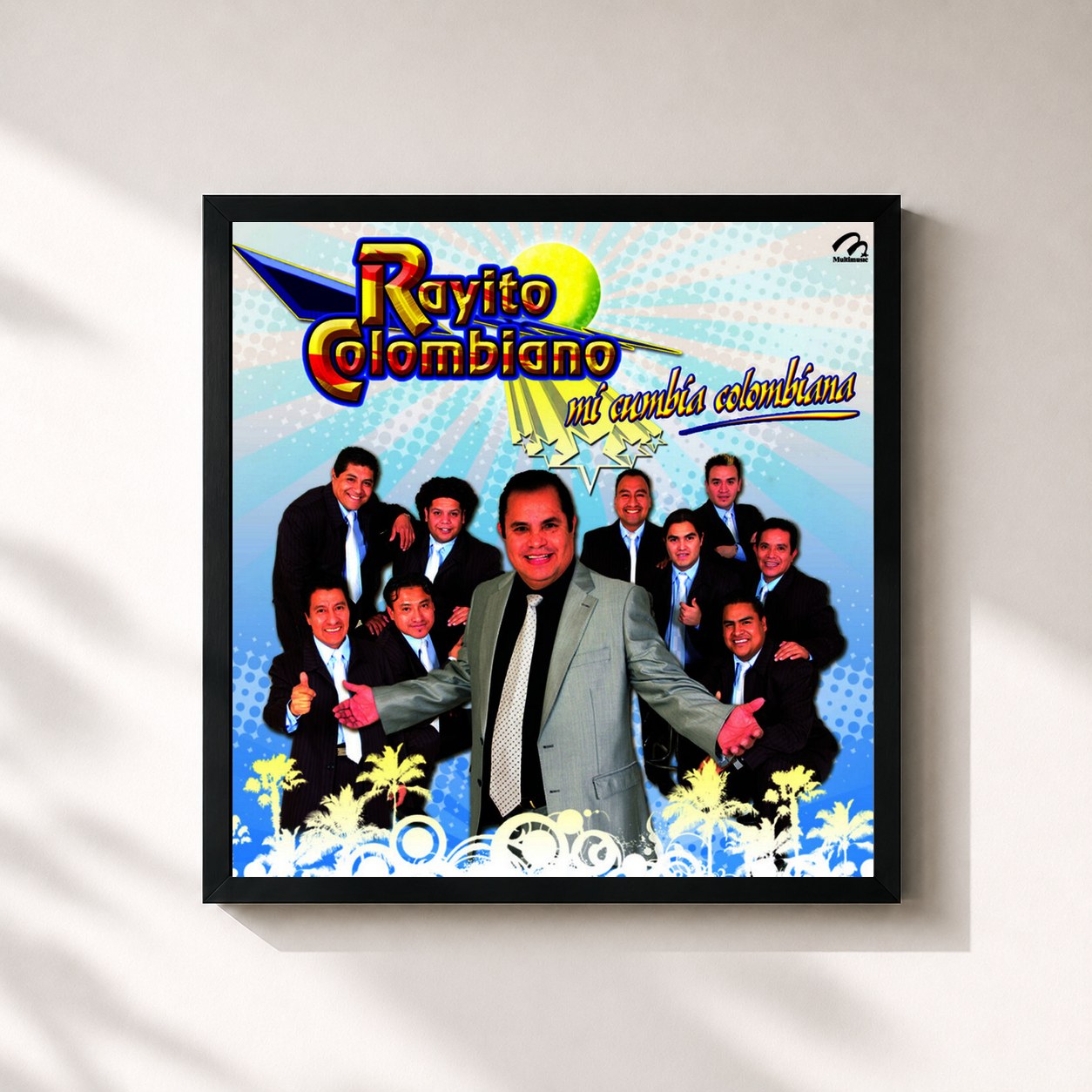 #noir Tableau carré de l'album Mi Cumbia Colombiana de Rayito Colombiano, cadre noir 32x32 cm