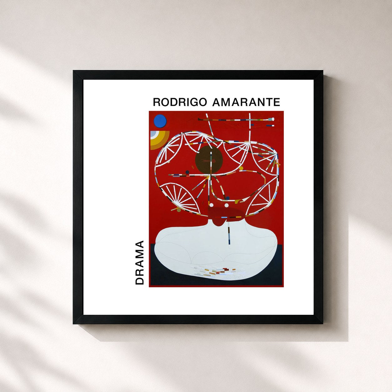 #noir Tableau carré de l'album Drama de Rodrigo Amarante, cadre noir 32x32 cm