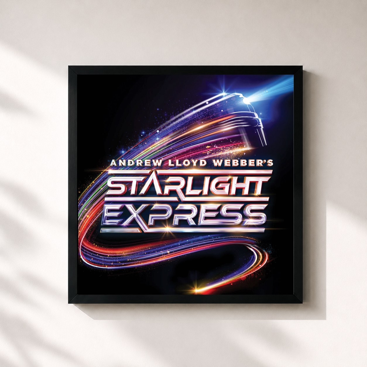 #noir Tableau carré de l'album Starlight Express de Andrew Lloyd Webber, cadre noir 32x32 cm