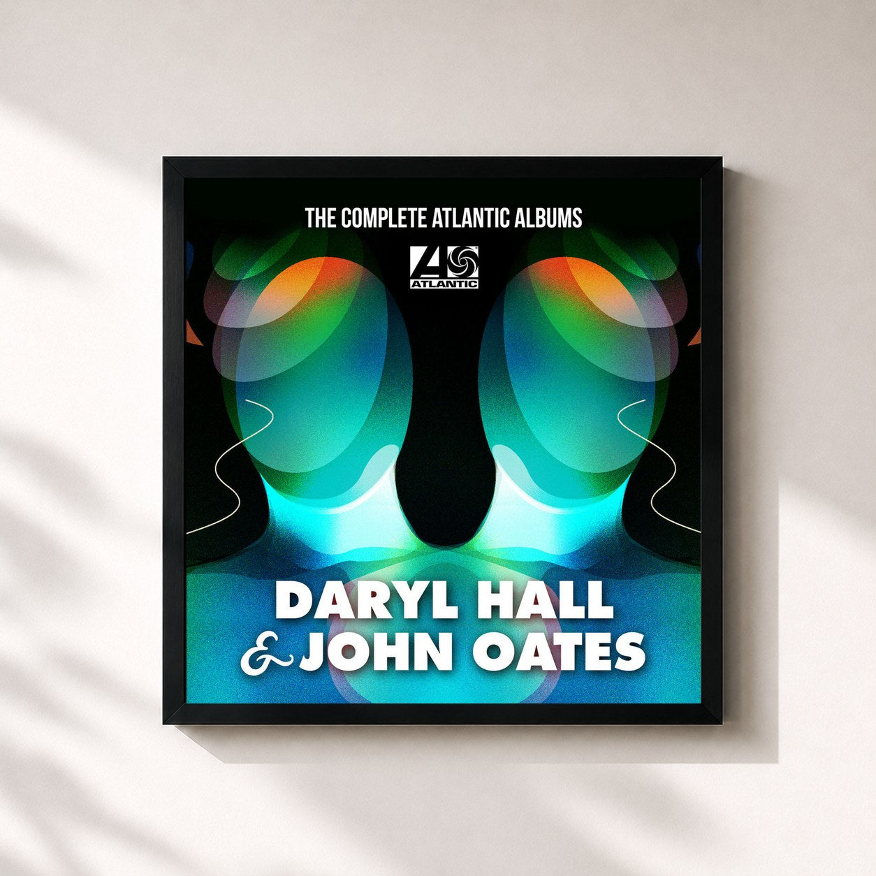 #noir Tableau carré de l'album The Complete Atlantic Albums de Daryl Hall & John Oates, cadre noir 32x32 cm