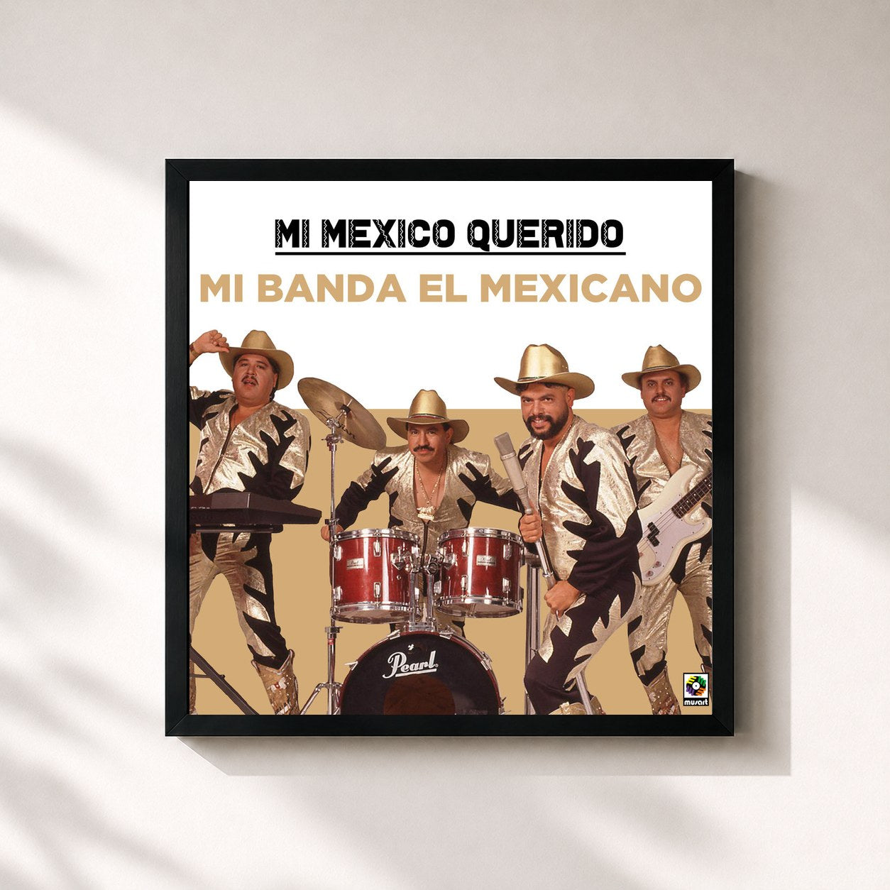#noir Tableau carré de l'album Mi Mexico Querido de Mi Banda El Mexicano, cadre noir 32x32 cm