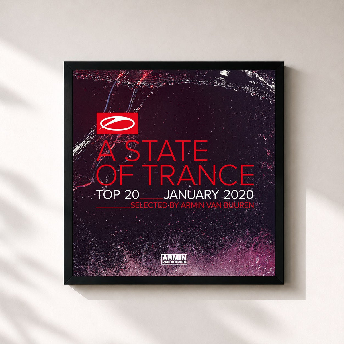 #noir Tableau carré de l'album A State Of Trance Top 20 - January 2020 (Selected by Armin van Buuren) de Armin van Buuren, cadre noir 32x32 cm