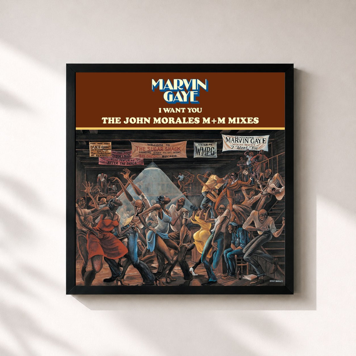 #noir Tableau carré de l'album I Want You: The John Morales M+M Mixes de Marvin Gaye, cadre noir 32x32 cm