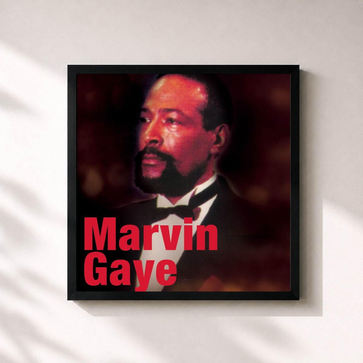 #noir Tableau carré de l'album Marvin Gaye de Marvin Gaye, cadre noir 32x32 cm
