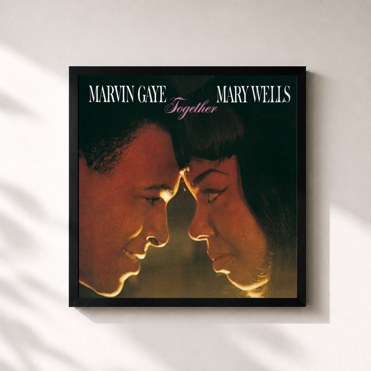 #noir Tableau carré de l'album Together (With Bonus Tracks) de Marvin Gaye, cadre noir 32x32 cm
